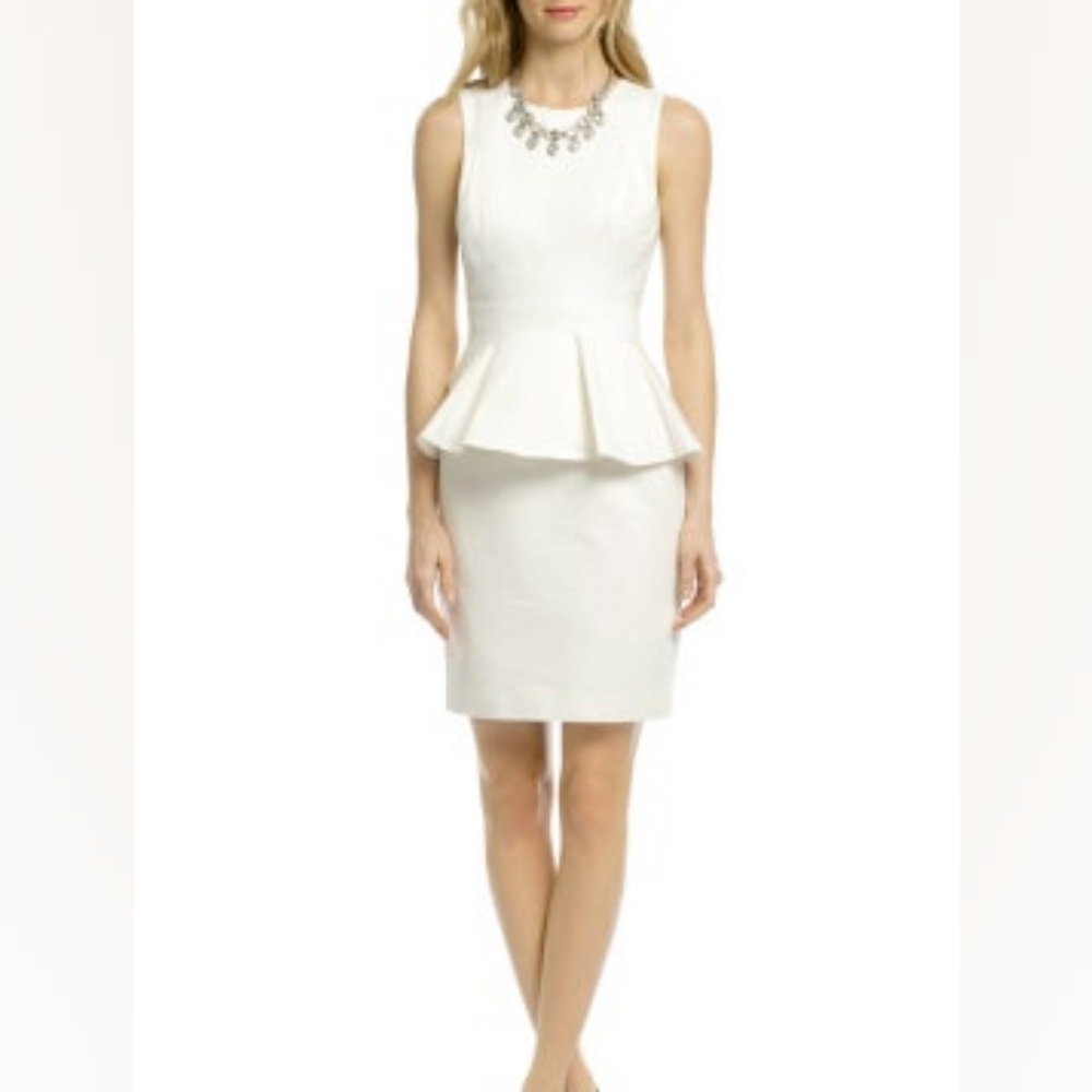 SHOSHANNA NWT White Alexa Sleeveless Cutout Back Peplum Sheath Dress